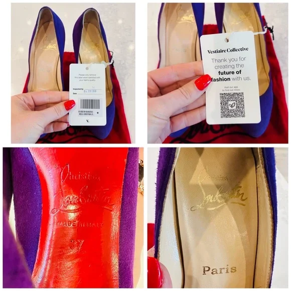 CHRISTIAN LOUBOUTIN New Declic Velours Purple Suede Pumps SZ 37